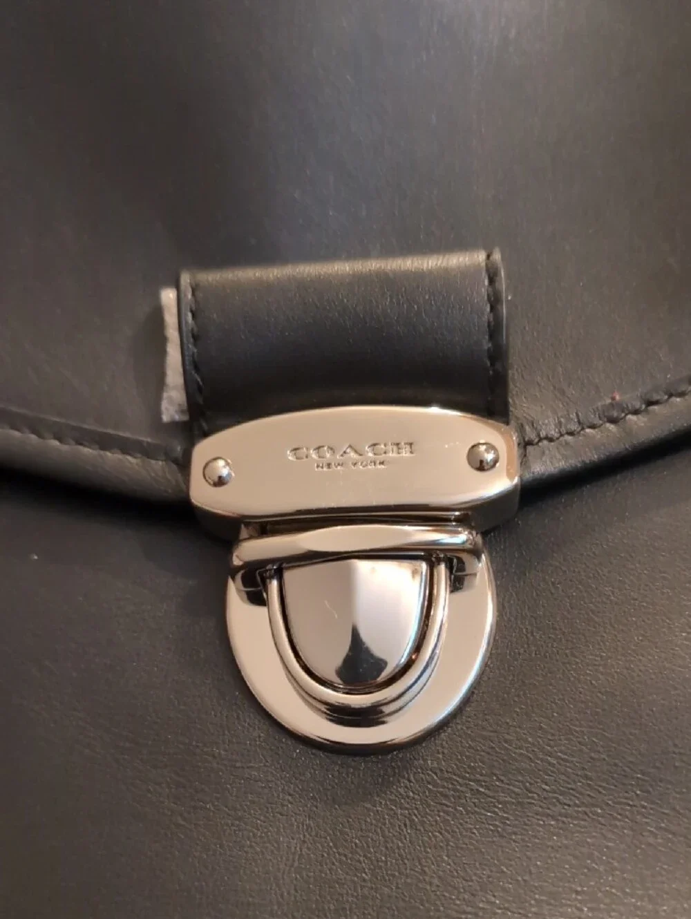 Coach Black Leather Briefcase with Silver Hardware